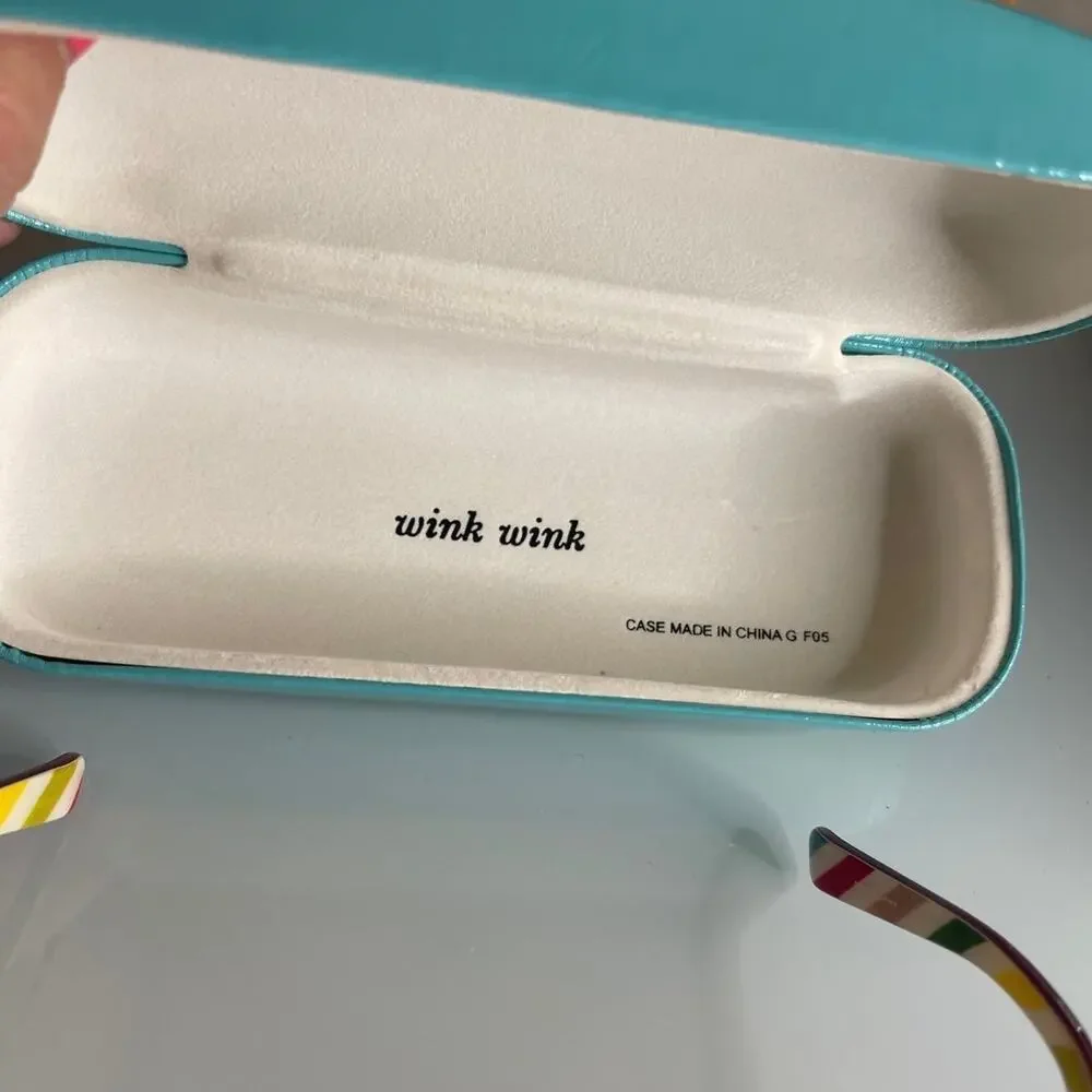 Kate Spade eyeglass frames and case purple with rainbow colors